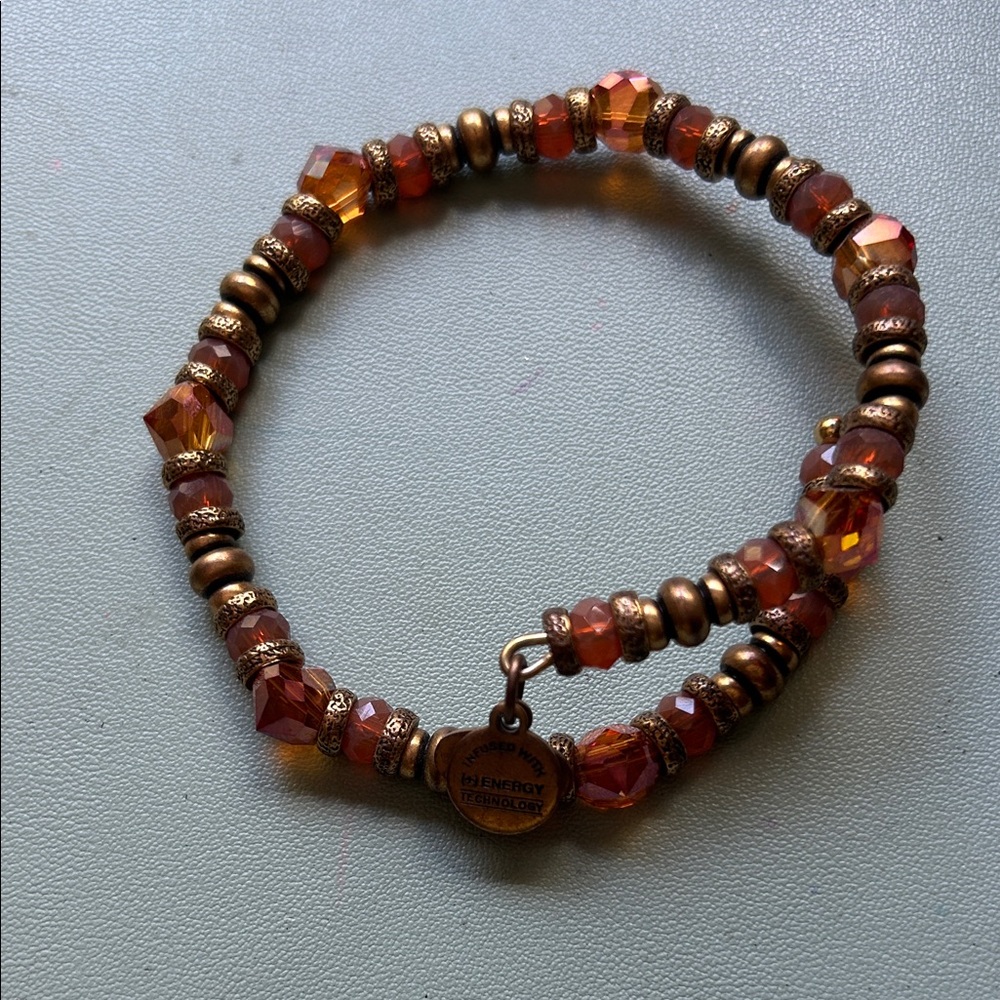Alex and Ani Brown and Gold Beaded Bracelet
